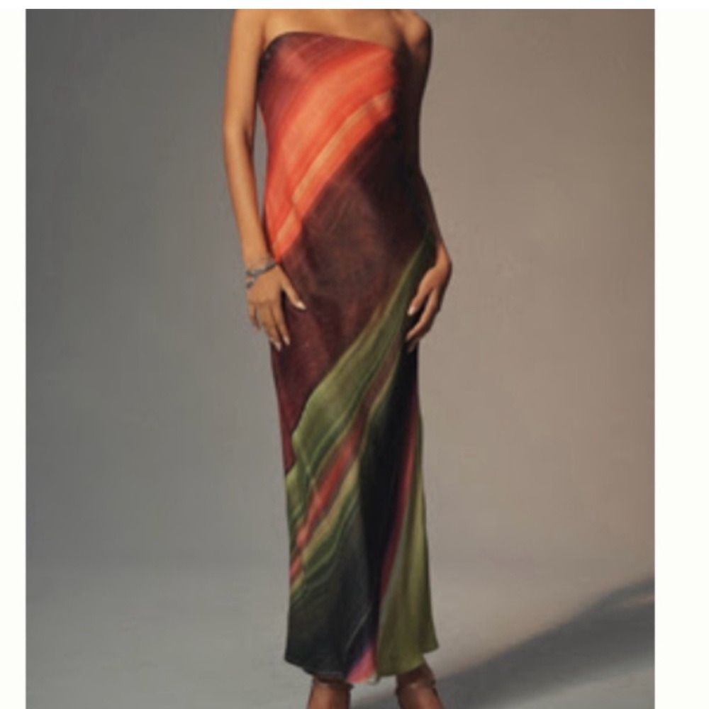 Strapless (also Narrow Straps) Multi-Color Maxi Dress